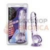 Dildo con testiculos y sopapa transparente de 20 centimetros